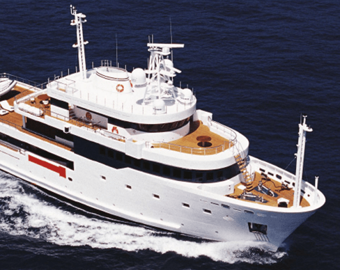 Ship MV Tribu has its Deutz marine diesel engines serviced at Viaduct Harbour in Auckland